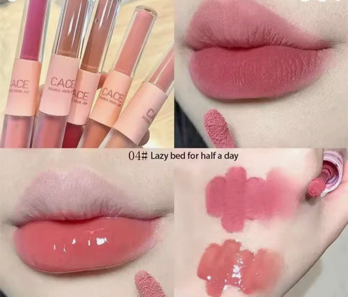 1Pcs Durable Matte Velvet Lip Gloss Tint Liquid Waterproof Lips Glaze Double Head Sexy Red Lipstick Makeup Cosmetics
