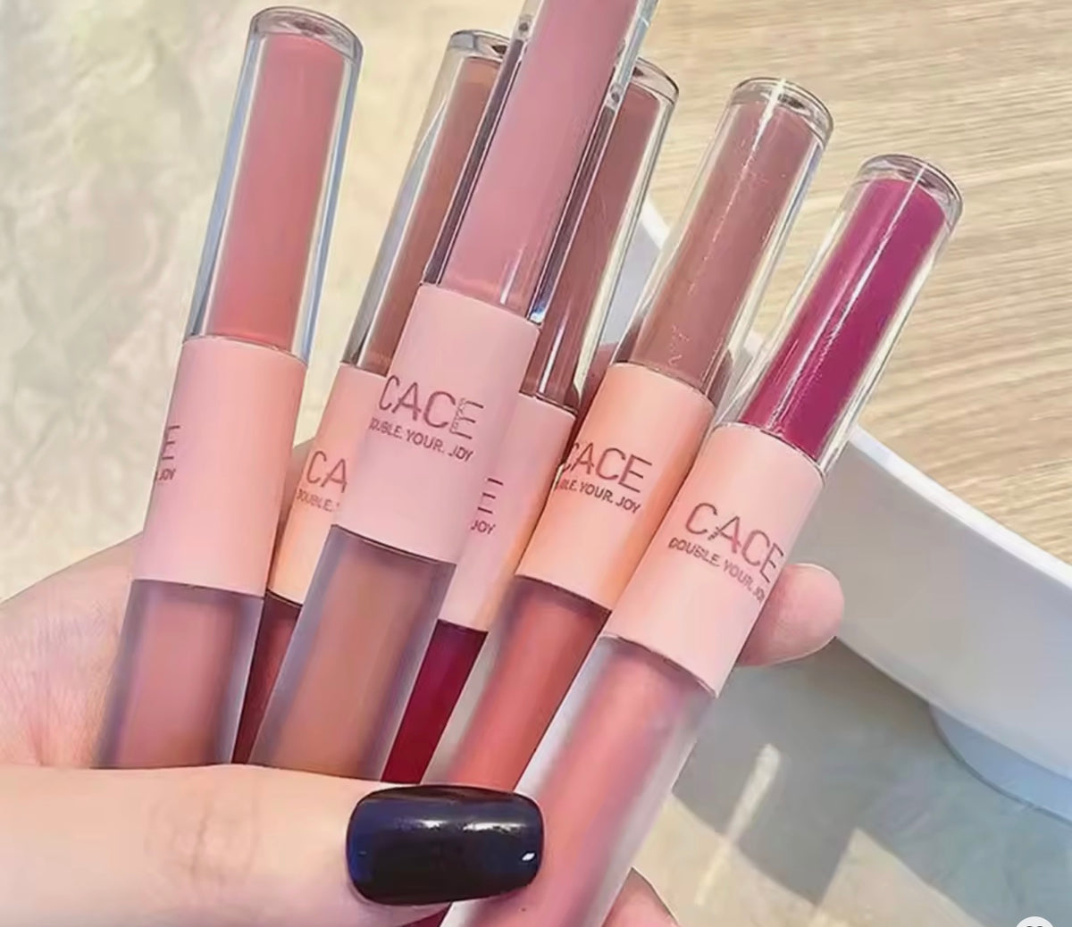 1Pcs Durable Matte Velvet Lip Gloss Tint Liquid Waterproof Lips Glaze Double Head Sexy Red Lipstick Makeup Cosmetics