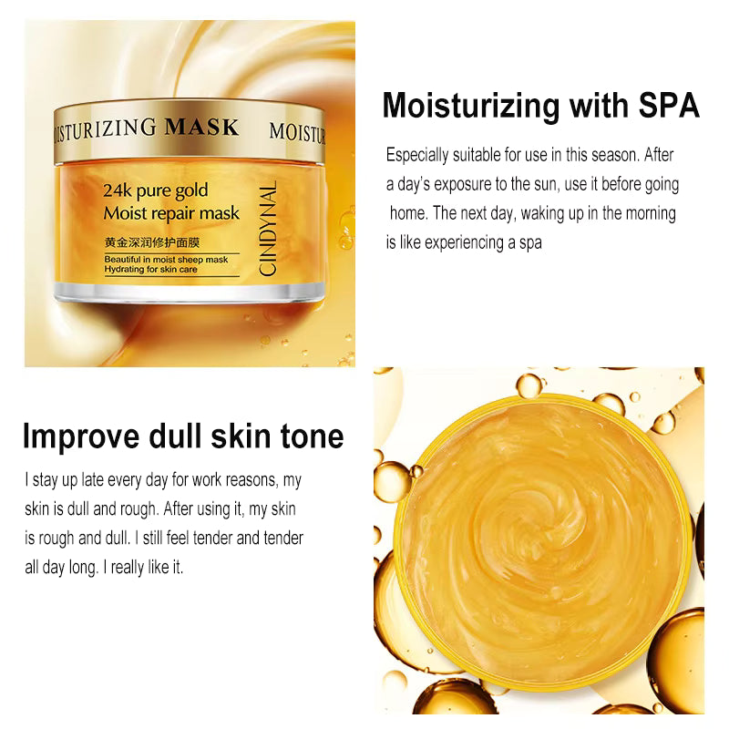 24K Gold Sleeping Mask Moisturizing Shrinkage Pore Skin Care Hyaluronic acid Gel Anti-Aging Oil-control Whitening Night Mask